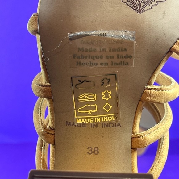 Free People Colette Cinched Orange Leather Slingback Heel Sandals Women's Sz 7.5 - Picture 8 of 8